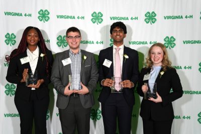 Youth in Action Award winners, from left to right: Jordan Wright, Gabe Ringley, Pranav Kalidindi, and Mary Grace Menuey. 