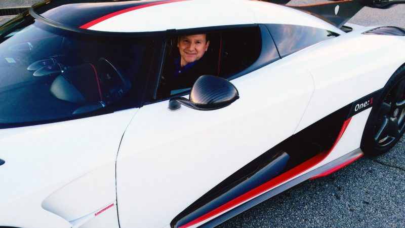 Kevin Fuller in a Koenigsegg One:1 during his time at the Michelin Proving Grounds. Photo courtesy of Michelin.